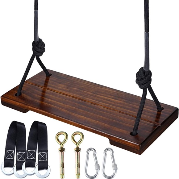 Wooden Swing Seat, Hanging Wood Tree Swings Seat - Picture 1 of 5